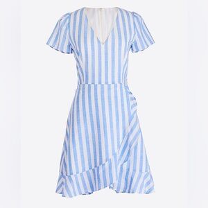 J. Crew Striped Faux Wrap Mini Dress Blue White Stripes